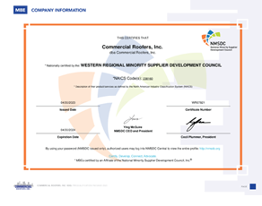 National Minority Support Development Council Certificate